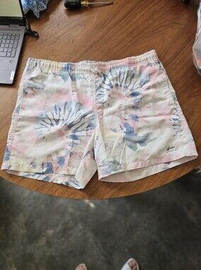 Bather Men's Pastel Tie-Dye Elastic Waist Lined Swim Trunks Shorts L